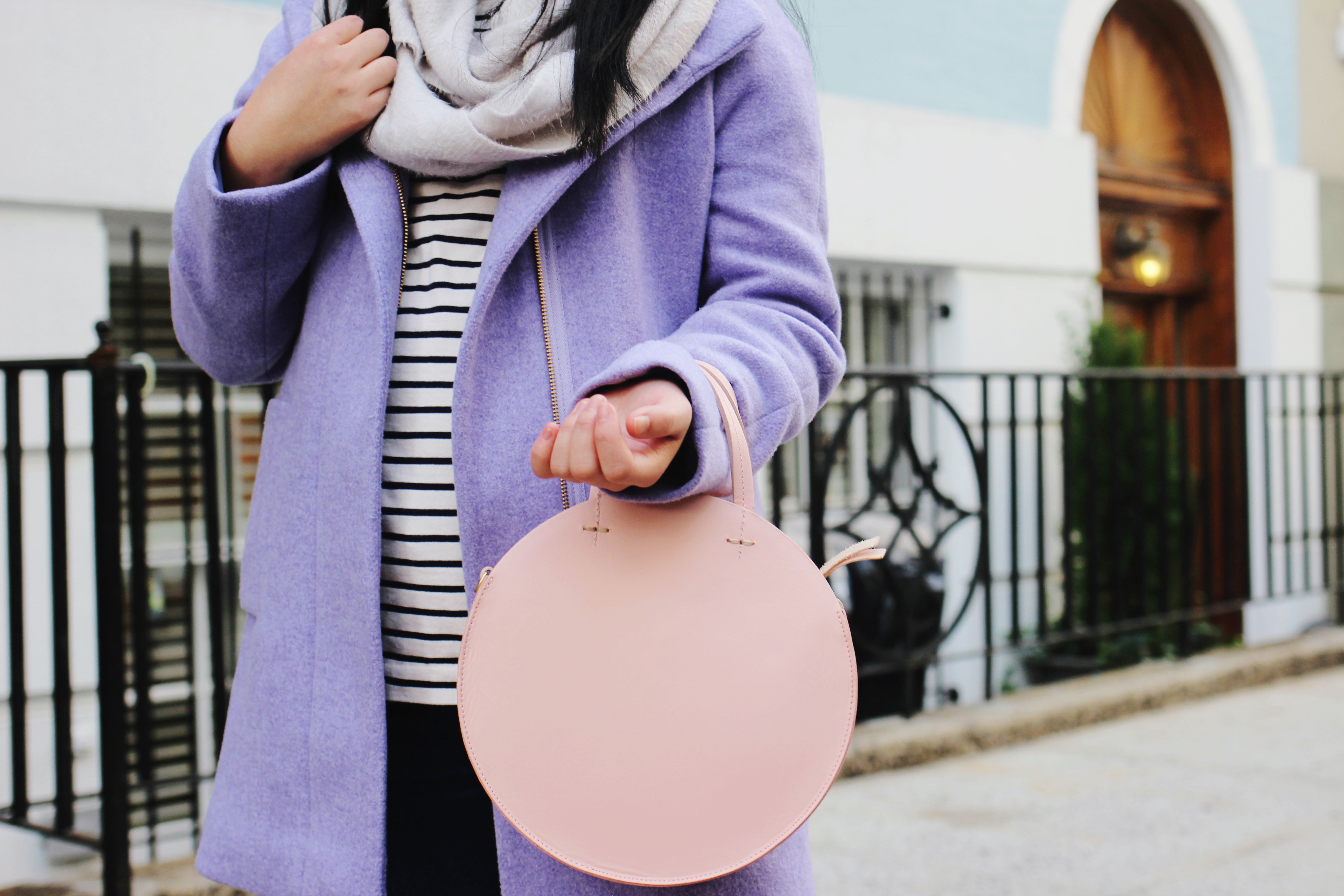 clare v alistair pink circle bag